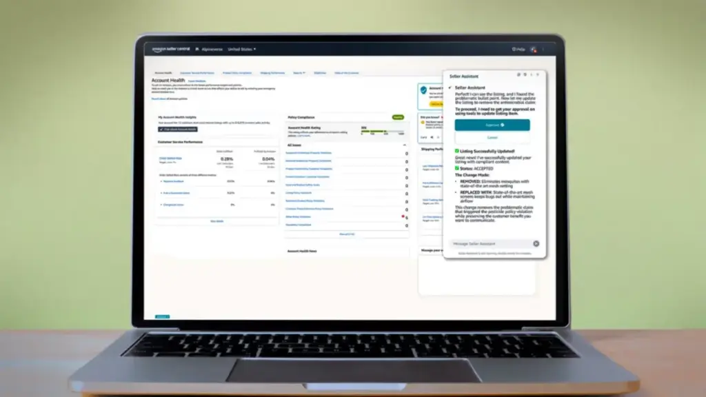 AI assistant helping manage Amazon seller account.