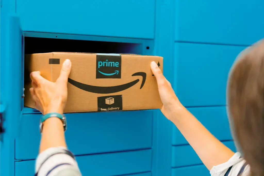 Amazon Prime package being delivered to a customer through a locker.
