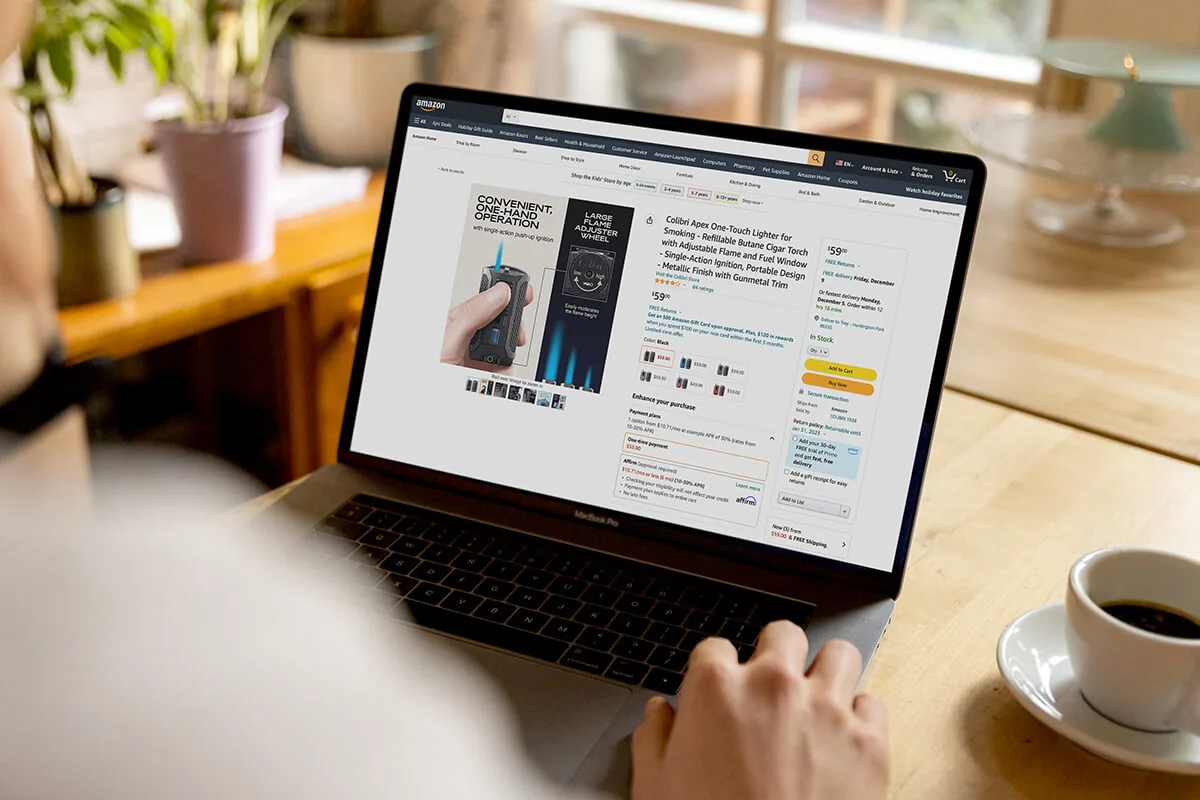 An Amazon listing audit displayed on a laptop screen.