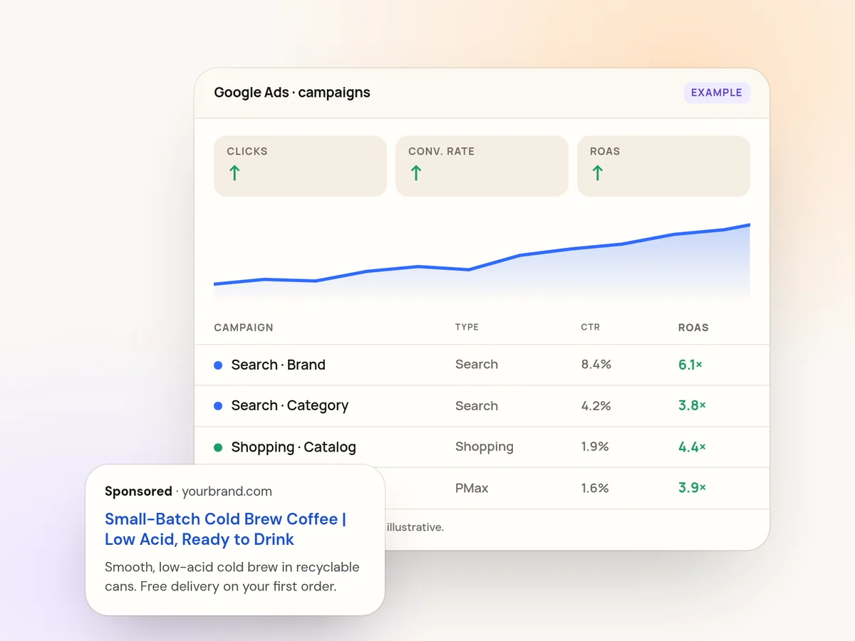 Google Ads PPC campaign dashboard