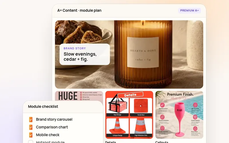 A+ Content module plan mockup for a listing makeover